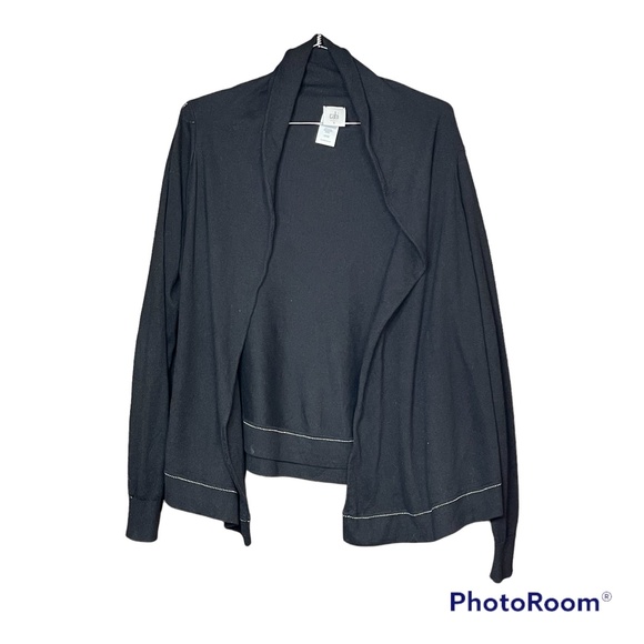 CAbi Woman’s Black Winsome Double Layer Open Cardigan Sweater Size Small - Picture 1 of 5